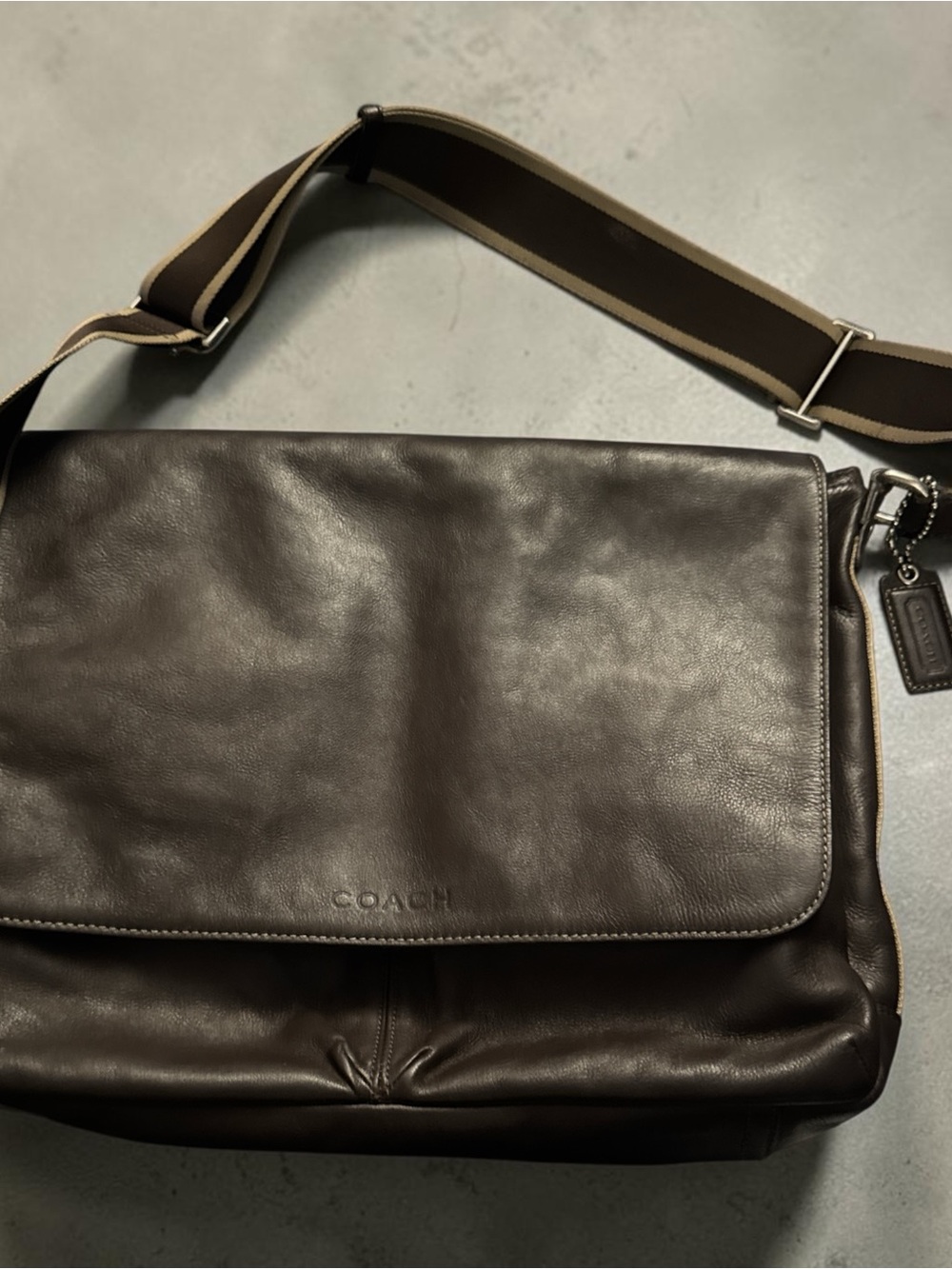 Coach  Dark Brown Leather Heritage Messenger F70556